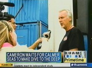 James Cameron on island to study Marianas Trench