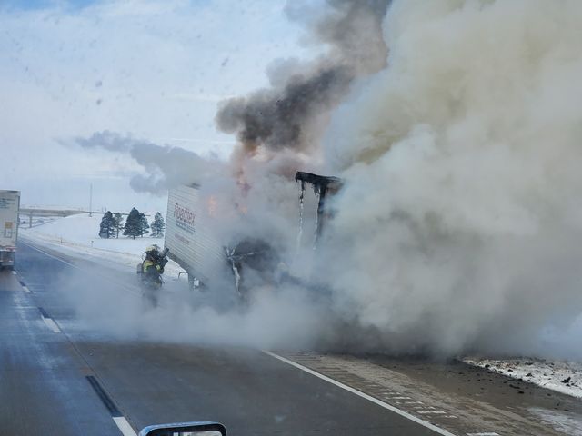Overheated brakes blamed for morning truck fire along Interstate 80