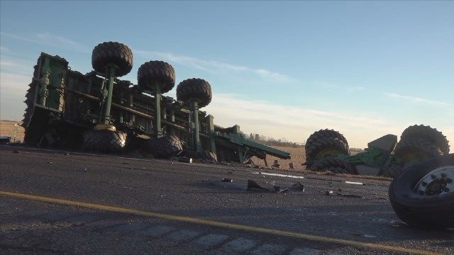 One hospitalized after Highway 81 crash involving tractor, semi