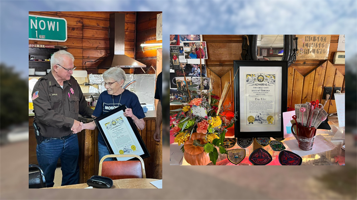 Monowi Mayor honored as Nebraska Admiral on her birthday