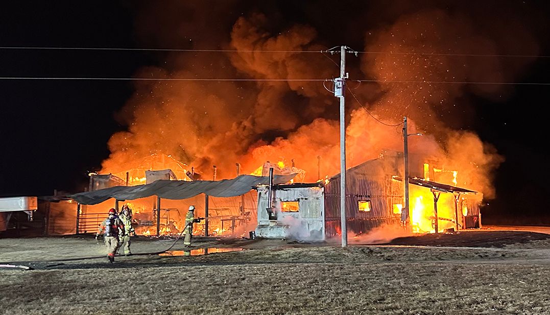 Shed storing vehicles and ranching equipment is a complete loss