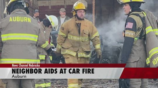Neighbor responds to car fire in rural Auburn
